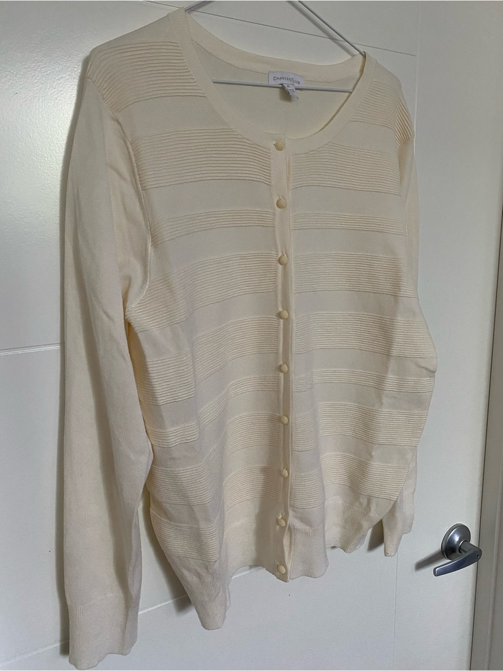 Charter Club Butter Yellow Ribbed Button Cardigan